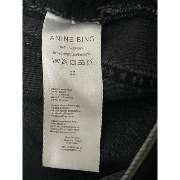 Anine Bing - Kate Straight Charcoal Jeans Size 26 Button Fly $250 - Picture 4 of 7